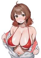 artist:kaipon brown_eyes brown_hair character:hanami_ume_(gakuen_idolmaster) hair_bun series:gakuen_idolmaster series:idolmaster short_hair swimsuit // 1447x2047 // 2.0MB
