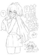 alternate_outfit artist:sasaki character:tsukimura_temari_(gakuen_idolmaster) chibi glasses japanese_text long_hair monochrome series:gakuen_idolmaster series:idolmaster // 897x1269 // 301KB