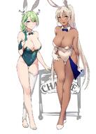beauty_mark brown_skin bunny_suit character:ceres_fauna character:tsukumo_sana horns in-series_category:council in-series_category:hololive_english in-series_category:promise leotard meta:artist_request meta:source_request meta:tagme rabbit_ears series:hololive // 739x1036 // 707KB