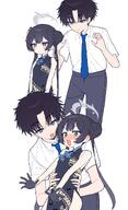artist:jeomo black_hair character:kisaki_(blue_archive) character:sensei_(blue_archive) comic flushed_face grey_hair hair_accessories hair_braid hair_bun halo in-series_category:genryumon in-series_category:shanhaijing_secondary_school meta:source_deprecated qipao series:blue_archive twin_tails // 1245x2048 // 280KB
