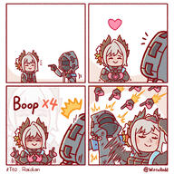 artist:wittlered bird_girl brown_skin character:doctor_(arknights) character:raidian_(arknights) closed_eyes comic english_text extra_arms grey_hair hair_accessories head_wings heart_hands in-series_category:liberi in-series_category:rhodes_island in-series_category:ursus_(nation-state) meme series:arknights short_hair // 1455x1455 // 1.0MB