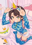 alternate_outfit artist:goyu-moon black_hair character:oozora_subaru double_v green_eyes hair_accessories in-series_category:generation_2 in-series_category:hololive_japan leotard series:hololive short_hair short_shorts v // 2828x4000 // 832KB