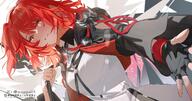 artist:wagaya body_wings character:exusiai_(arknights) character:exusiai_the_new_covenant_(arknights) halo in-series_category:laterano in-series_category:sankta red_hair series:arknights short_hair side_ponytail yellow_eyes // 4000x2095 // 691KB
