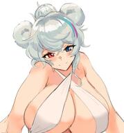 alternate_outfit animal_ears artist:radioNEET bear_ears bear_girl blue_eyes character:rosa_(arknights) hair_bun heterochromia in-series_category:ursus_(nation-state) in-series_category:ursus_(race) in-series_category:ursus_student_self-governing_group red_eyes series:arknights swimsuit white_hair // 2894x3111 // 463KB
