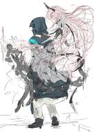 artist:ken character:doctor_(arknights) character:theresa_(arknights) demon_horns dress horns in-series_category:babel in-series_category:kazdel in-series_category:sarkaz long_hair pink_eyes pink_hair series:arknights // 2082x2945 // 937KB