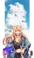 alternate_outfit animal_ears artist:sabasuk0 blonde_hair cat_ears cat_girl cat_tail character:swire_(arknights) english_text green_eyes in-series_category:feline in-series_category:lungmen midriff series:arknights tail // 702x1184 // 298KB