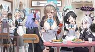 artist:kokukyukeo beauty_mark blonde_hair blue_eyes blue_hair brown_eyes brown_hair brown_skin character:akane_(blue_archive) character:ako_(blue_archive) character:aris_(blue_archive) character:aris_(maid)_(blue_archive) character:asuna_(blue_archive) character:chinatsu_(blue_archive) character:hina_(blue_archive) character:iori_(blue_archive) character:karin_(blue_archive) character:toki_(blue_archive) demon_horns elf grey_hair hair_covering_eye hair_down_the_middle halo heart_hands horns in-series_category:cleaning_&_clearing in-series_category:game_development_department in-series_category:gehenna_academy in-series_category:millenium_science_school in-series_category:prefect_team in-series_category:super_phenomenon_task_force maid mechanical_halo pointed_ears ponytail purple_eyes purple_hair series:blue_archive twin_tails white_hair yellow_eyes // 2048x1118 // 440KB