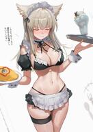 artist:uof bird_girl blonde_hair character:perlica flushed_face head_wings in-series_category:liberi japanese_text lingerie long_hair maid series:arknights series:arknights:_endfield // 1414x2000 // 329KB