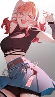 artist:inuinuo_gataken character:ichijou_ririka glasses idol_outfit in-series_category:dev_is in-series_category:hololive_japan in-series_category:regloss midriff orange_eyes orange_hair series:hololive // 2340x4096 // 734KB