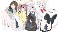 artist:mang_poom brown_hair character:eri_(blue_archive) character:kanoe_(blue_archive) character:lena_(blue_archive) character:tsumugi_(blue_archive) green_hair grey_hair hair_accessories hair_covering_eye halo in-series_category:occult_research_society in-series_category:wild_hunt_academy_of_arts long_hair orange_eyes purple_eyes series:blue_archive sweater twin_tails white_hair // 4096x2399 // 821KB