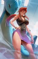 artist:rororo character:lorelei_(pokemon) glasses long_hair office_lady ponytail red_eyes red_hair series:pokemon // 2605x4000 // 576KB