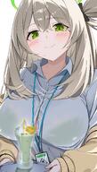 artist:mizumo_k1 brown_hair character:nonomi_(blue_archive) green_eyes hair_bun halo in-series_category:abydos_high_school in-series_category:foreclosure_task_force lingerie long_hair series:blue_archive sweaty wet_shirt // 2315x4093 // 3.1MB