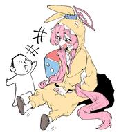 artist:wujurana character:doodle_sensei_(blue_archive) character:koyuki_(blue_archive) character:koyuki_(pajama)_(blue_archive) character:sensei_(blue_archive) halo in-series_category:millenium_science_school in-series_category:seminar long_hair pajamas pink_eyes pink_hair rabbit_ears series:blue_archive twin_tails // 3661x4096 // 946KB