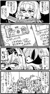 artist:residentsleeper character:atsuko_(blue_archive) character:beatrice_(blue_archive) character:hiyori_(blue_archive) character:misaki_(blue_archive) character:ui_(blue_archive) comic hair_covering_eye halo in-series_category:arius_satellite_school in-series_category:arius_squad in-series_category:gematria in-series_category:library_committee in-series_category:trinity_general_school japanese_text monochrome red_skin series:blue_archive // 1095x2048 // 427KB
