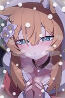 alternate_outfit animal_ears artist:heoburi35 blue_eyes cat_ears cat_girl character:mari_(blue_archive) hair_accessories halo in-series_category:sisterhood in-series_category:trinity_general_school orange_hair santa_outfit series:blue_archive // 2000x3000 // 417KB
