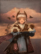 artist:thiccborb bird_girl character:irene_(arknights) eye_scar grey_eyes grey_hair head_wings in-series_category:iberia in-series_category:liberi long_hair series:arknights // 2400x3200 // 13MB