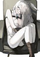 artist:kawatiw bondage brown_eyes brown_hair bunny_suit character:akane_(blue_archive) character:akane_(bunny)_(blue_archive) glasses hair_covering_eye halo in-series_category:cleaning_&_clearing in-series_category:millenium_science_school leotard long_hair meta:source_deprecated pov rabbit_ears series:blue_archive // 1463x2048 // 247KB