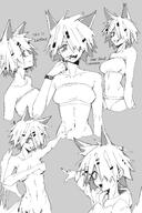 alternate_outfit animal_ears artist:0w07 character:lappland_(arknights) english_text eye_scar hair_accessories hair_covering_eye in-series_category:lupo in-series_category:siracusa messy_hair monochrome series:arknights short_hair sports_wear wolf_ears wolf_girl // 1000x1500 // 722KB