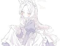 animal_ears artist:8quuu character:seia_(blue_archive) fox_ears fox_girl halo in-series_category:tea_party in-series_category:trinity_general_school maid monochrome series:blue_archive // 2048x1590 // 285KB