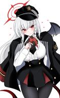 artist:souten03plip body_wings character:haruna_(blue_archive) demon_wings hair_braid halo in-series_category:gehenna_academy in-series_category:gourmet_research_society long_hair red_eyes series:blue_archive tail white_hair // 1072x1732 // 187KB