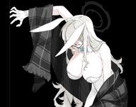 artist:kawatiw brown_hair bunny_suit character:akane_(blue_archive) character:akane_(bunny)_(blue_archive) glasses halo in-series_category:cleaning_&_clearing in-series_category:millenium_science_school leotard long_hair rabbit_ears series:blue_archive // 2048x1609 // 208KB
