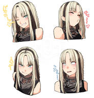 artist:karakarashin blonde_hair brown_hair character:koganei_niko green_eyes in-series_category:dev_is in-series_category:flow_glow in-series_category:hololive_japan japanese_text series:hololive two-tone_hair // 933x973 // 496KB