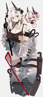 artist:uhay character:mudrock_(arknights) demon_horns horns in-series_category:gargoyle in-series_category:sarkaz red_eyes series:arknights white_hair // 1803x4096 // 587KB