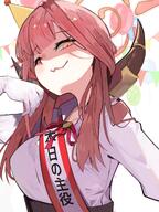 artist:abe-napori character:aru_(blue_archive) demon_horns halo horns in-series_category:gehenna_academy in-series_category:problem_solver_68 japanese_text long_hair pink_hair series:blue_archive shadow_over_eyes yellow_eyes // 1536x2048 // 443KB