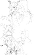 animal_ears artist:kanuluillust character:degenbrecher_(arknights) character:doctor_(arknights) comic goat_ears goat_horns hair_covering_eye horns in-series_category:caprinae in-series_category:kjerag long_hair monochrome series:arknights shadow_over_eyes sweaty wedding_ring // 1000x1500 // 172KB