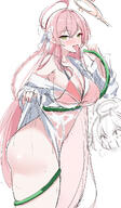 ahoge artist:kippuru bird_girl character:hanako_(blue_archive) character:hanako_(swimsuit)_(blue_archive) character:koharu_(blue_archive) flushed_face green_eyes hair_bow hair_braid halo head_wings in-series_category:justice_task_force in-series_category:make-up_work_club in-series_category:trinity_general_school long_hair meta:work-in-progress peek pink_hair series:blue_archive shirt_only sweaty swimsuit wet_shirt // 724x1240 // 572KB