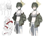 alternate_outfit artist:o-ame beauty_mark casual_clothes character:fuyu_(blue_archive) green_hair halo in-series_category:free_trade_cartel in-series_category:wild_hunt_academy_of_arts meta:work-in-progress midriff pants series:blue_archive sports_wear torn_clothing wolf_cut yellow_eyes // 3030x2367 // 2.2MB