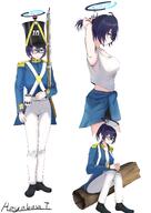 alternate_outfit artist:hayabusa_taka blue_hair character:chihiro_(blue_archive) glasses green_eyes halo in-series_category:millenium_science_school in-series_category:veritas mechanical_halo ponytail series:blue_archive short_hair // 2828x4000 // 549KB