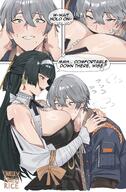 artist:unrulyfriedrice character:astra_yao_(zenless_zone_zero) character:wise_(zenless_zone_zero) comic english_text flushed_face green_hair hair_accessories in-series_category:stars_of_lyra long_hair pov purple_eyes series:zenless_zone_zero // 2500x3800 // 1.1MB
