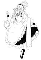 artist:kawatiw character:akane_(blue_archive) glasses hair_down_the_middle halo in-series_category:cleaning_&_clearing in-series_category:millenium_science_school long_hair maid meta:source_deprecated meta:work-in-progress monochrome series:blue_archive // 1422x2048 // 209KB