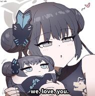 artist:kai_xin black_hair character:kisaki_(blue_archive) english_text grey_hair hair_accessories hair_bun halo in-series_category:genryumon in-series_category:shanhaijing_secondary_school series:blue_archive // 2018x2048 // 279KB