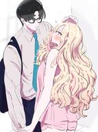 alternate_outfit artist:kasasagi blonde_hair blue_eyes character:juou_sena_(gakuen_idolmaster) character:producer_(idolmaster) flushed_face headpat long_hair messy_hair pajamas series:gakuen_idolmaster series:idolmaster short_shorts tears // 2156x2895 // 2.6MB