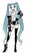 alternate_outfit artist:mikobako blue_eyes blue_hair character:hatsune_miku eye_shadow long_hair series:vocaloid short_shorts twin_tails // 1037x2000 // 173KB