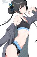alternate_outfit artist:isocha black_hair character:kisaki_(blue_archive) grey_eyes hair_accessories hair_bun halo in-series_category:genryumon in-series_category:shanhaijing_secondary_school series:blue_archive sports_wear // 1312x2048 // 234KB