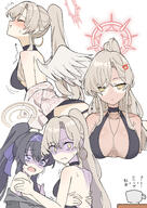 anger_vein artist:ahti black_hair blue_eyes body_wings brown_eyes brown_hair character:nagisa_(blue_archive) character:nagisa_(swimsuit)_(blue_archive) character:ui_(blue_archive) character:ui_(swimsuit)_(blue_archive) feathered_wings flushed_face hair_bow hair_braid halo in-series_category:library_committee in-series_category:tea_party in-series_category:trinity_general_school japanese_text long_hair ponytail series:blue_archive shadow_over_eyes sunglasses swimsuit tan_lines tanned_skin // 2480x3508 // 6.2MB