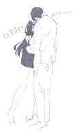 alternate_outfit artist:kasasagi character:producer_(idolmaster) character:tsukimura_temari_(gakuen_idolmaster) flushed_face japanese_text long_hair monochrome series:gakuen_idolmaster series:idolmaster short_shorts // 2160x3840 // 797KB