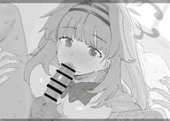 artist:pochin character:tsumugi_(blue_archive) fellatio female_on_top halo in-series_category:occult_research_society in-series_category:wild_hunt_academy_of_arts long_hair monochrome series:blue_archive sixty-nine // 4096x2926 // 685KB