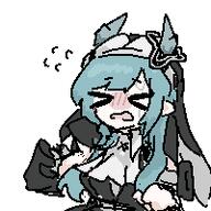 artist:grape blue_hair character:xaihi demon_horns flushed_face horns in-series_category:sarkaz pointed_ears series:arknights series:arknights:_endfield // 200x200 // 3.9KB