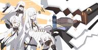 artist:kokukyukeo blindfold character:ein_(blue_archive) character:geburah_(blue_archive) character:malkuth_(blue_archive) character:ohr_(blue_archive) character:sof_(blue_archive) face_mask headphones in-series_category:decagrammaton series:blue_archive white_hair white_skin yellow_eyes // 4096x2112 // 696KB