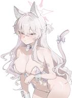 alternate_outfit animal_ears artist:lamancha cat_ears cat_girl cat_tail character:akira_(blue_archive) halo high-cut_leotard in-series_category:dorm_supervisory_unit in-series_category:seven_prisoners in-series_category:wild_hunt_academy_of_arts leotard long_hair nipples_visible_through_clothing pink_eyes pink_hair series:blue_archive tail // 3002x4096 // 661KB