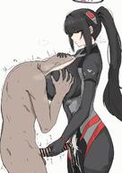 artist:mokuhon black_hair bodysuit character:rio_(battle)_(blue_archive) character:rio_(blue_archive) halo handjob in-series_category:millenium_science_school in-series_category:seminar long_hair mechanical_halo ponytail red_eyes series:blue_archive steaming_body // 848x1199 // 117KB