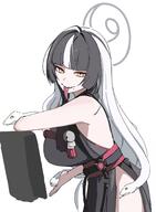artist:kyurosuku beauty_mark black_hair character:azami_(blue_archive) halo in-series_category:allied_hyakkiyako_academy in-series_category:nature's_beauty_club long_hair series:blue_archive two-tone_hair white_hair yellow_eyes // 2177x2954 // 297KB