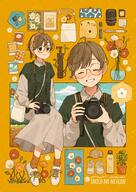 artist:takosuke black_eyes brown_hair dress english_text glasses hair_accessories hair_bun series:original short_hair sweater // 2828x4000 // 1.9MB