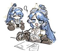 artist:grape bird_girl blue_eyes blue_hair character:astgenne_(arknights) character:astgenne_the_lightchaser_(arknights) comic in-series_category:columbia in-series_category:liberi in-series_category:rhine_lab long_hair ponytail series:arknights // 971x860 // 133KB