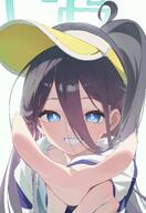 alternate_outfit artist:NSol black_hair blue_eyes character:aris_(blue_archive) hair_down_the_middle halo in-series_category:game_development_department in-series_category:millenium_science_school long_hair ponytail pov series:blue_archive sports_wear v // 4114x5964 // 7.8MB