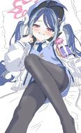 artist:kamitosayu blue_hair character:fubuki_(blue_archive) flushed_face halo in-series_category:public_safety_bureau in-series_category:valkyrie_police_school pov red_eyes series:blue_archive twin_tails // 1248x2048 // 314KB